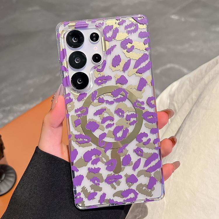Funda para Samsung Galaxy S24 Ultra 5G Leopard con laminado IMD de doble cara MagSafe (morado)