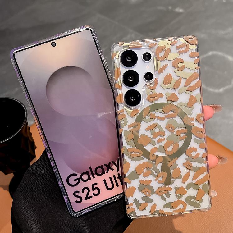 Funda para Samsung Galaxy S25 Edge 5G Leopard con laminado MagSafe de doble cara IMD (rosa)