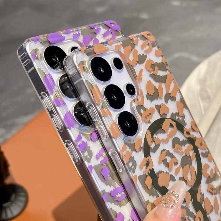 Funda para Samsung Galaxy S25+ 5G Leopard con laminado IMD de doble cara MagSafe (rosa)