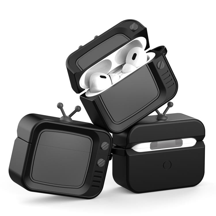 Funda protectora de silicona para auriculares AirPods Pro 2 Retro TV Bluetooth (blanca)