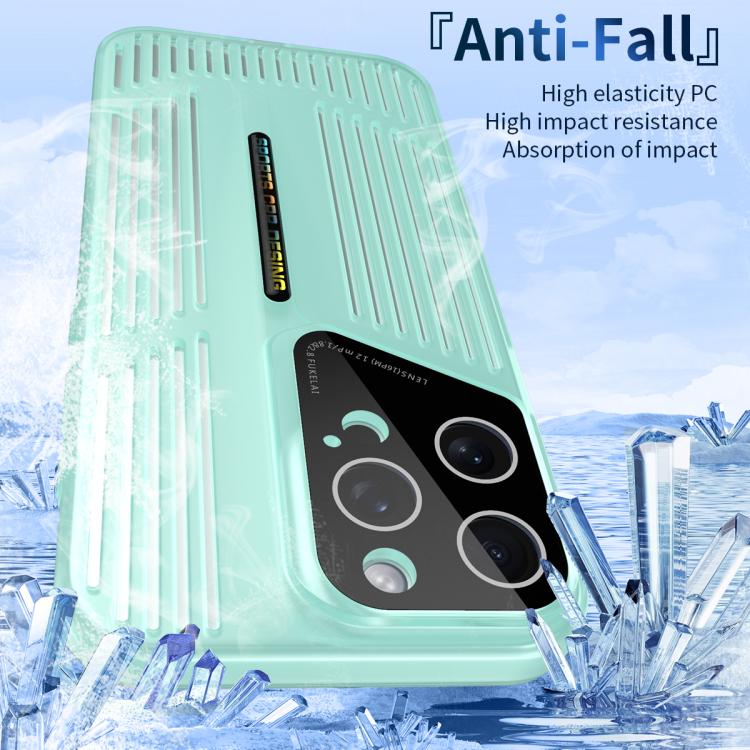 Funda para iPhone 15 Pro Max con disipación de calor, translúcida, esmerilada y hueca (amarilla)
