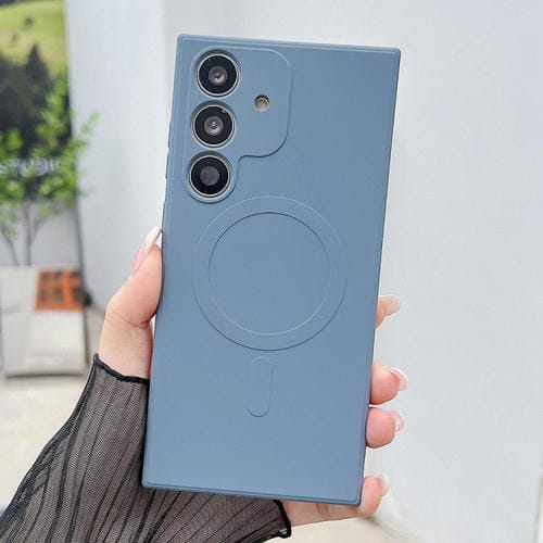 Funda magnética MagSafe de silicona líquida de color sólido para Samsung Galaxy A15 4G/5G (gris lavanda)