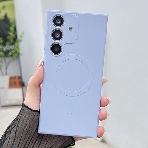 Funda magnética MagSafe de silicona líquida de color sólido para Samsung Galaxy A55 5G (azul Yuanfeng)