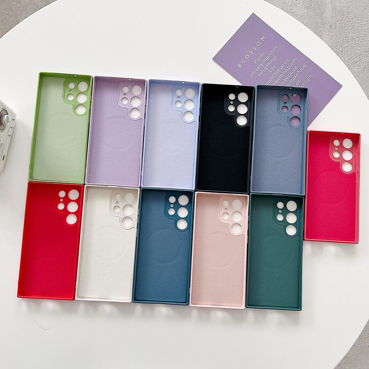 Funda magnética MagSafe de silicona líquida de color sólido para Samsung Galaxy A06 4G/5G (morado hierba)