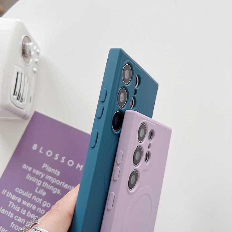 Funda magnética MagSafe de silicona líquida de color sólido para Samsung Galaxy A05s (rosa)