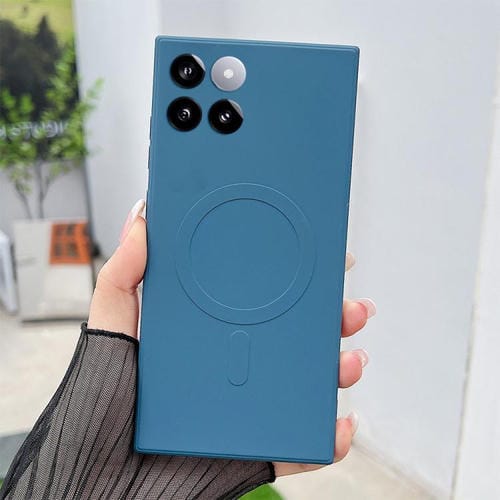 Funda magnética MagSafe de silicona líquida de color sólido para Xiaomi 14 Pro (azul real)