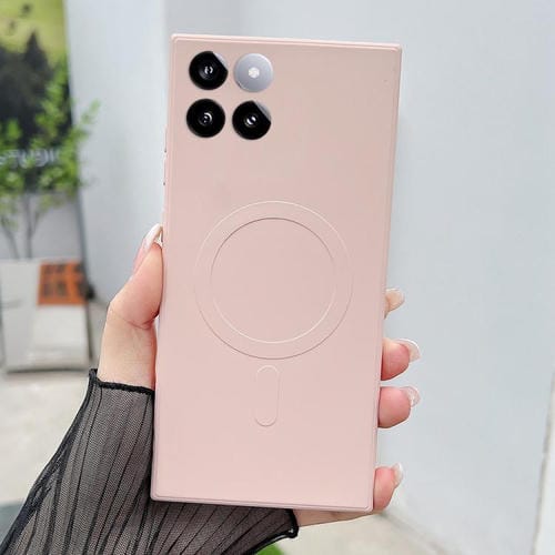 Funda magnética MagSafe de silicona líquida de color sólido para Xiaomi 14 Pro (rosa)