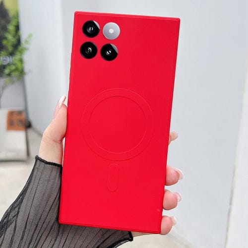 Funda magnética MagSafe de silicona líquida de color sólido para Xiaomi 14 Pro (roja)