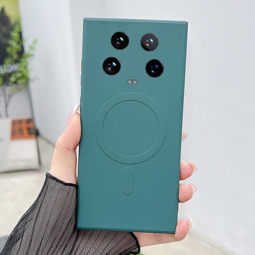 Funda magnética de silicona líquida MagSafe para Xiaomi 14 (verde oscuro)