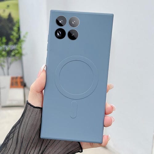 Funda magnética MagSafe de silicona líquida de color sólido para Xiaomi 15 Pro (gris lavanda)