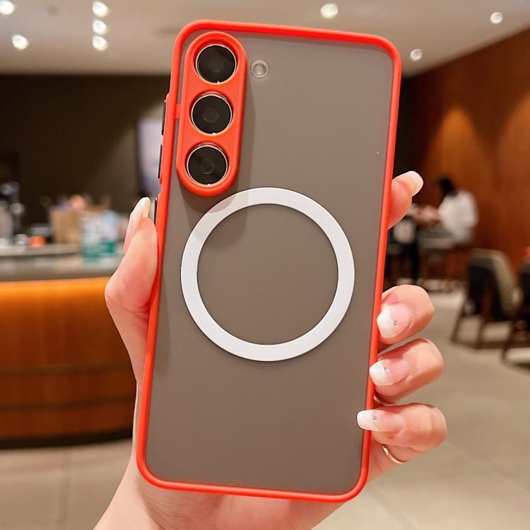 Funda MagSafe con diseño de ojo de águila y tacto suave para Samsung Galaxy S21 5G (roja)