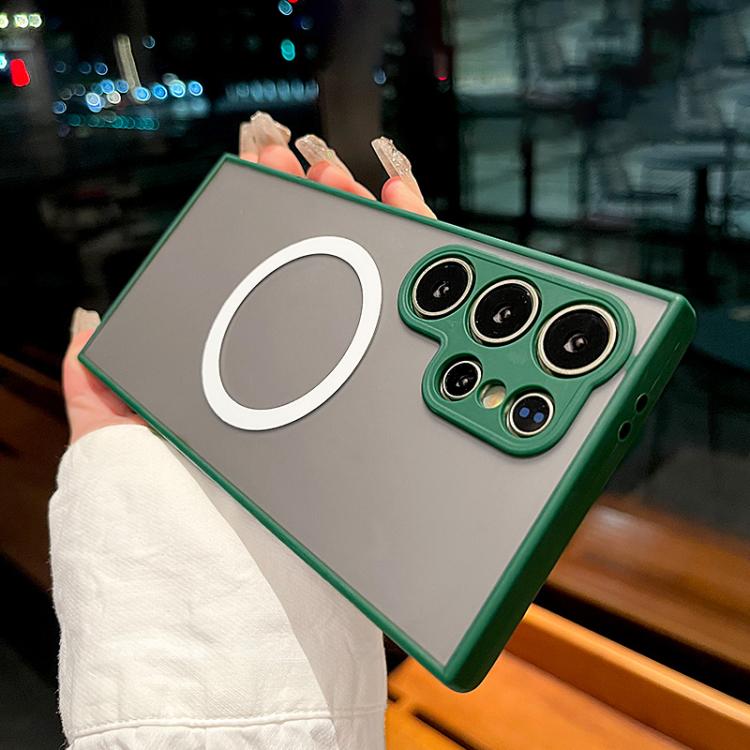 Funda MagSafe con diseño de ojo de águila para Samsung Galaxy S22 Ultra 5G (verde oscuro)