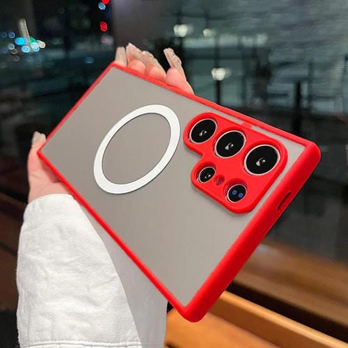 Funda MagSafe con diseño de ojo de águila y textura para Samsung Galaxy S23 Ultra 5G (roja)