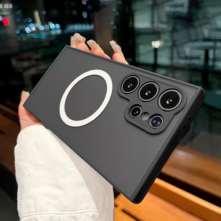 Funda MagSafe con diseño de ojo de águila y textura para Samsung Galaxy S24 Ultra 5G (negra)