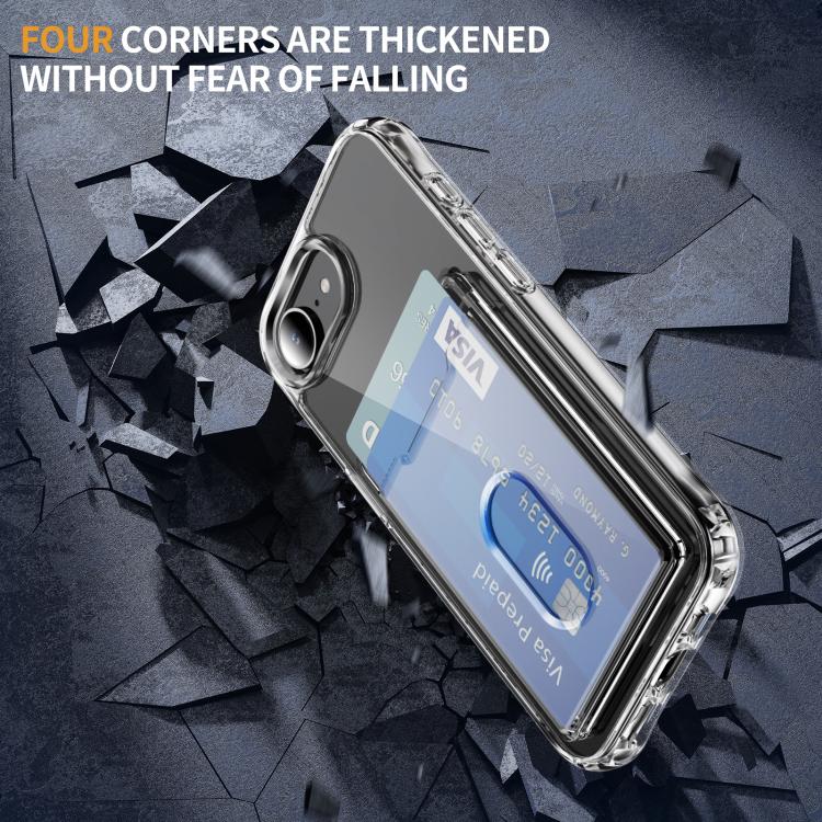 Funda híbrida de TPU y PC con ranura para tarjetas para iPhone 16e (transparente)