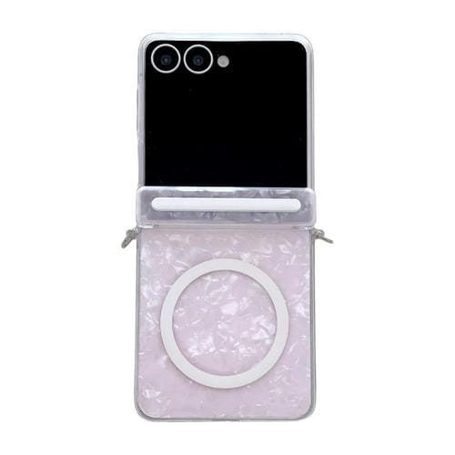 Funda MagSafe con textura perlada y hebilla lateral para Samsung Galaxy Flip7 5G (rosa)