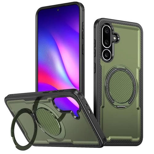 Funda metálica con rotación de 360 grados y MagSafe para Samsung Galaxy M56 5G/F56 5G (verde oliva)
