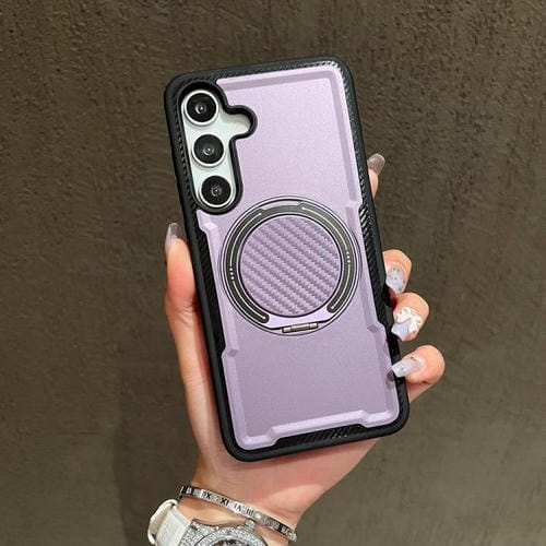 Funda metálica con rotación de 360 grados y MagSafe para Samsung Galaxy S25/S24 5G (morada)