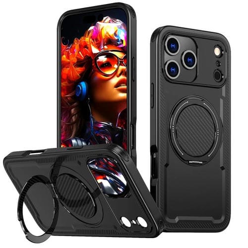 Funda metálica MagSafe con rotación de 360 grados para iPhone 17 Pro Max (negra)