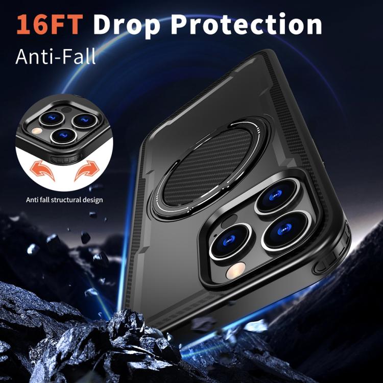 Funda metálica MagSafe con rotación de 360 grados para iPhone 16 Pro Max (negra)
