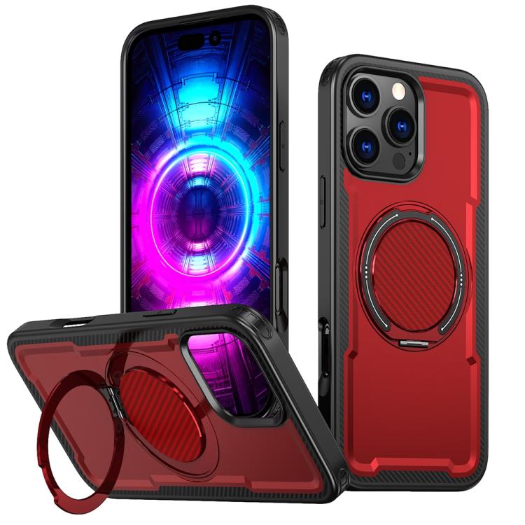 Funda metálica MagSafe con rotación de 360 grados para iPhone 16 Pro Max (roja)