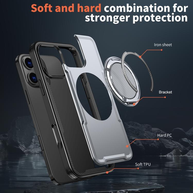 Funda metálica MagSafe con rotación de 360 grados para iPhone 16 Pro Max (gris)