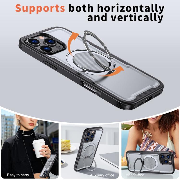 Funda metálica MagSafe con rotación de 360 grados para iPhone 16 Pro Max (gris)