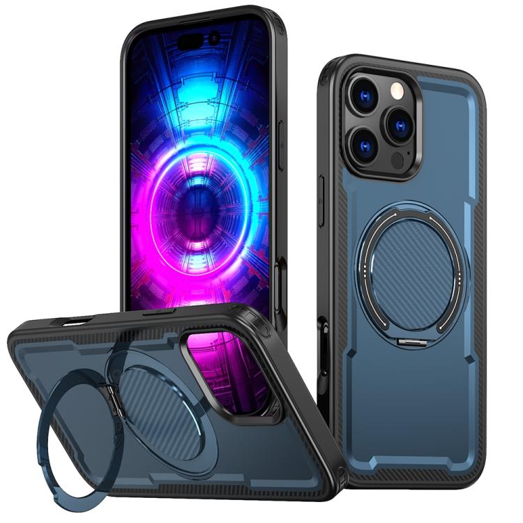 Funda metálica MagSafe con rotación de 360 grados para iPhone 16 Pro Max (azul marino)