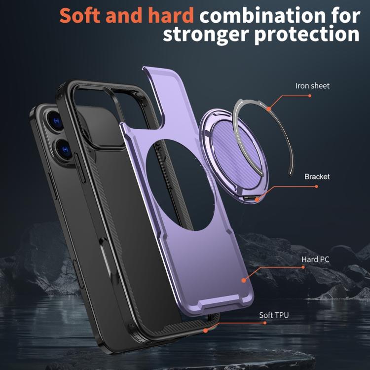 Funda metálica MagSafe con rotación de 360 grados para iPhone 16 Pro Max (morada)