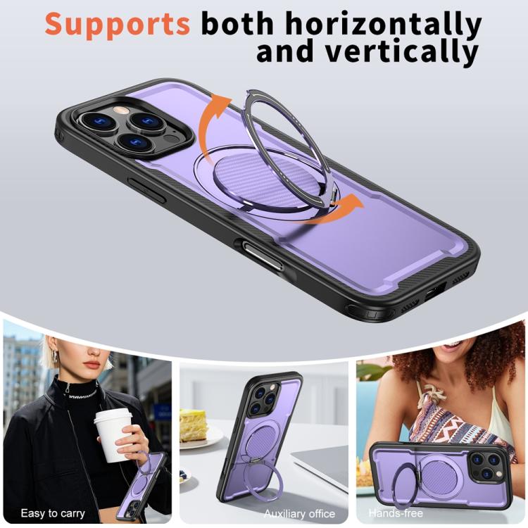 Funda metálica MagSafe con rotación de 360 grados para iPhone 16 Pro Max (morada)