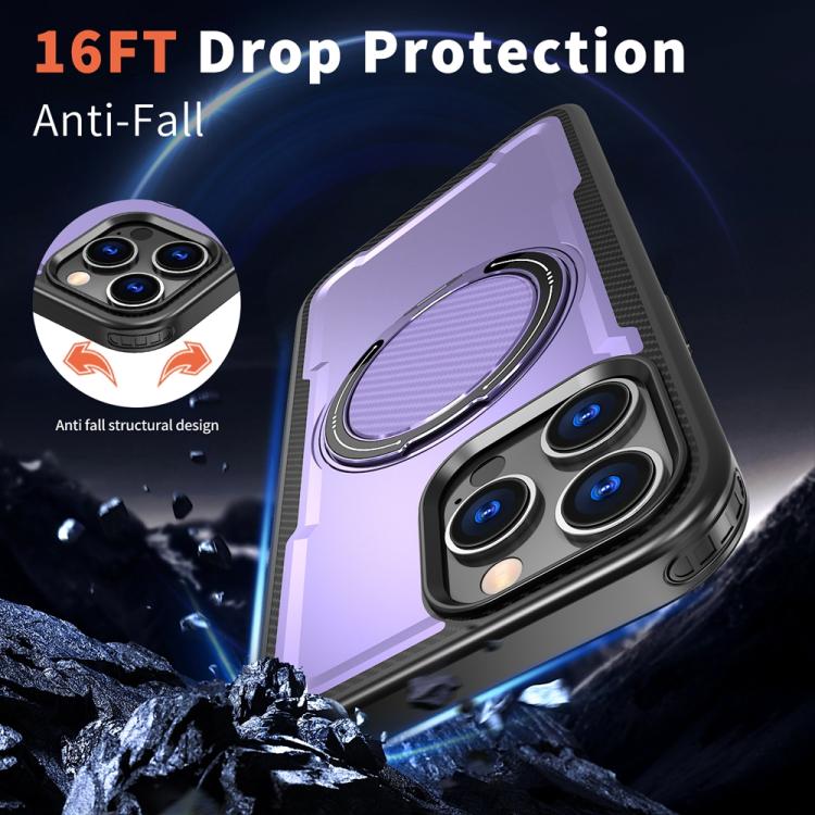Funda metálica MagSafe con rotación de 360 grados para iPhone 16 Pro Max (morada)