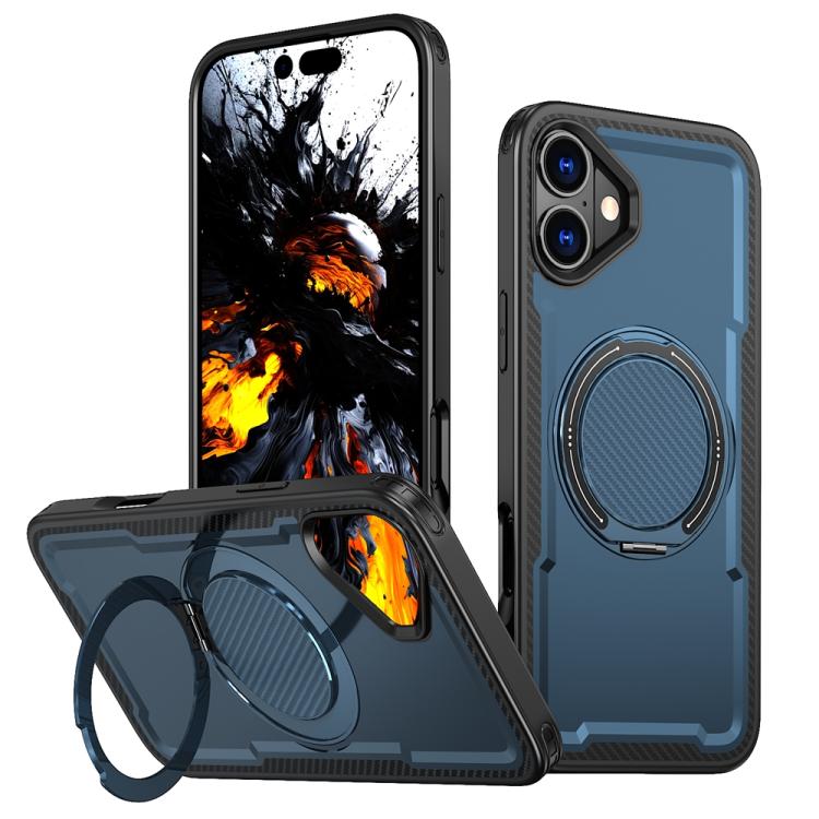 Funda metálica MagSafe con rotación de 360 grados para iPhone 16 Plus (azul marino)