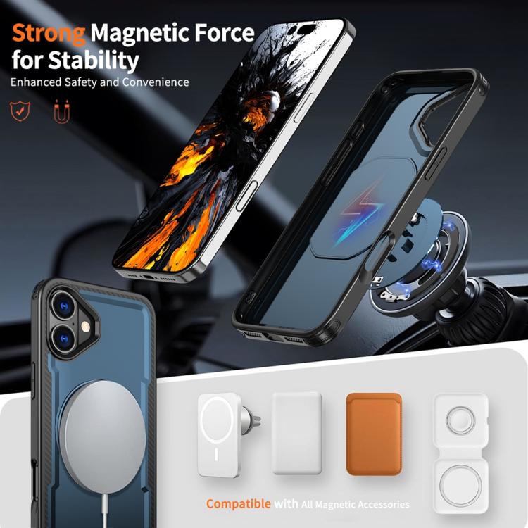 Funda metálica MagSafe con rotación de 360 grados para iPhone 16 Plus (azul marino)