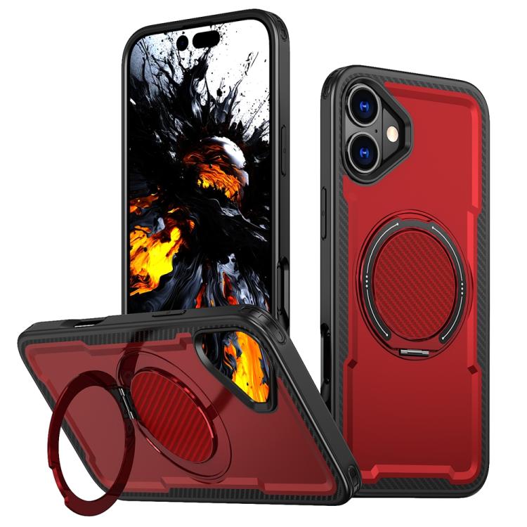 Funda metálica MagSafe con rotación de 360 grados para iPhone 16 (roja)