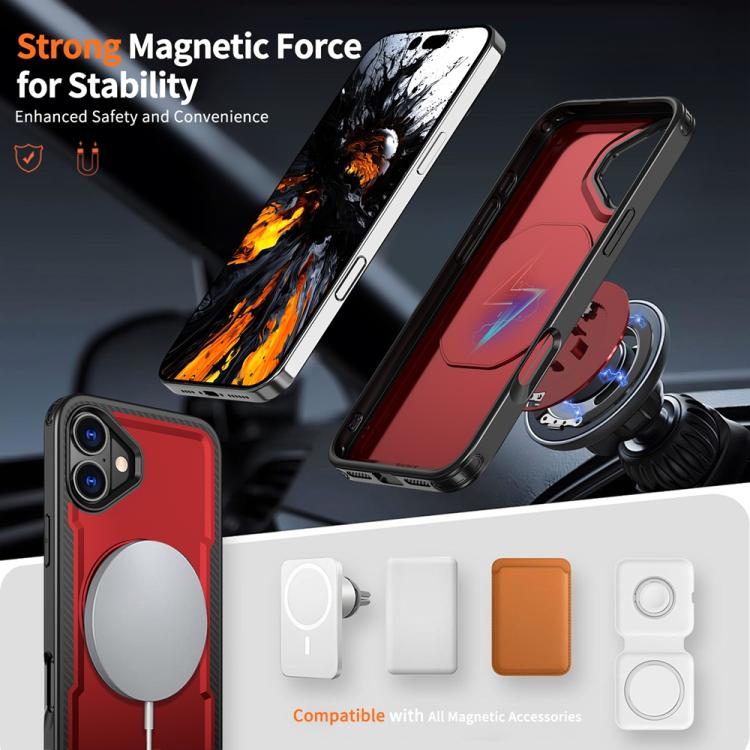 Funda metálica MagSafe con rotación de 360 grados para iPhone 16 (roja)