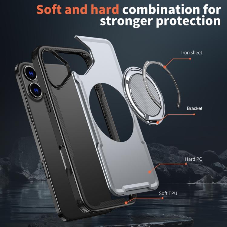 Funda metálica MagSafe con rotación de 360 grados para iPhone 16 (gris)
