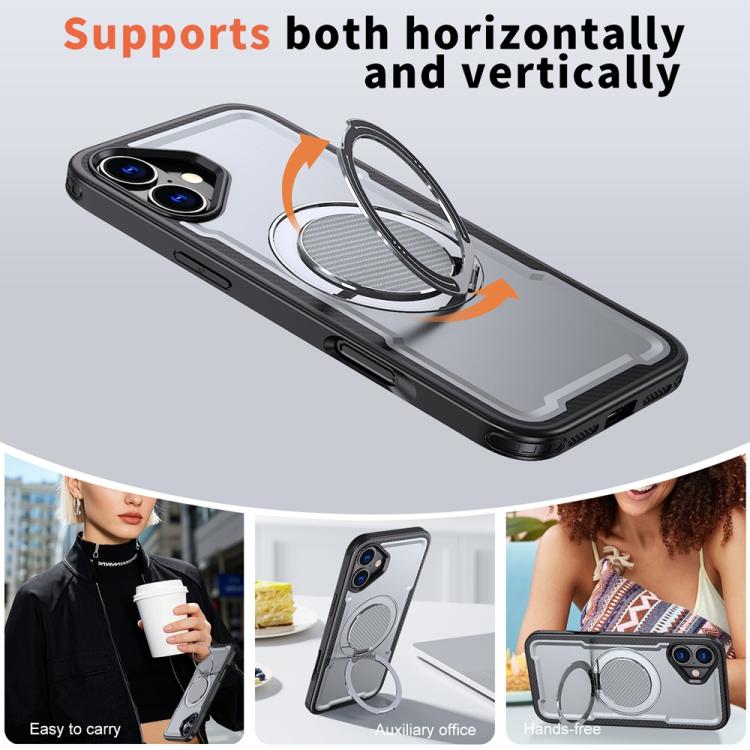 Funda metálica MagSafe con rotación de 360 grados para iPhone 16 (gris)