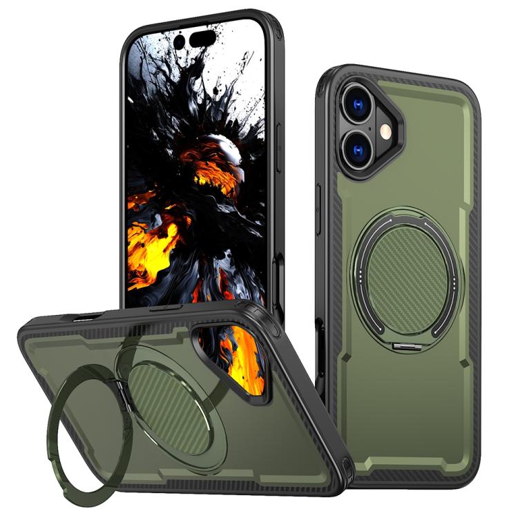 Funda metálica MagSafe con rotación de 360 grados para iPhone 16 (verde oliva)