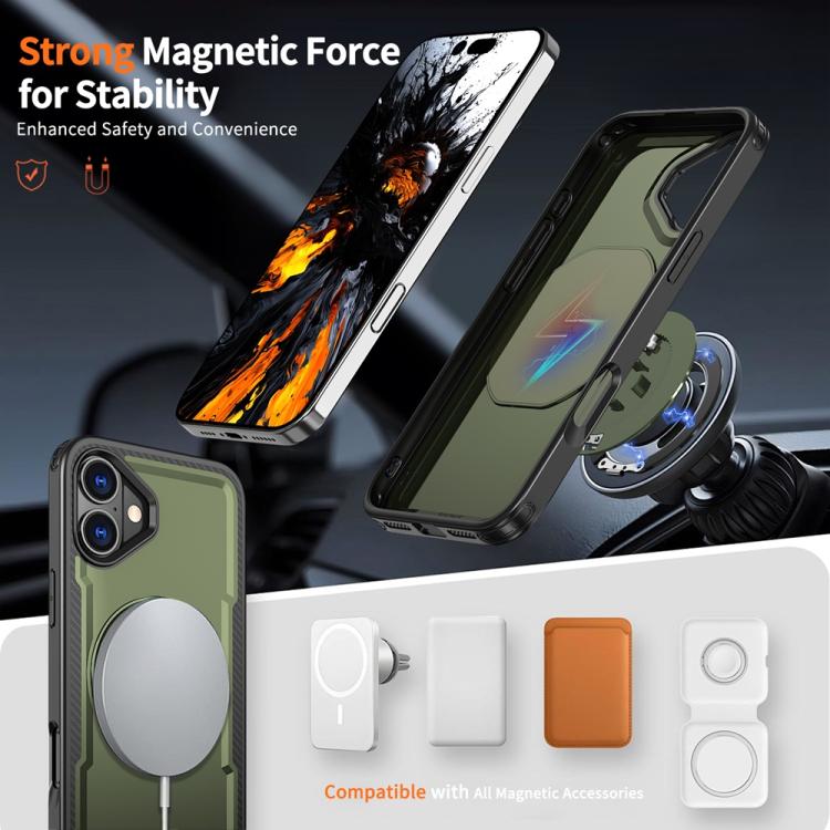 Funda metálica MagSafe con rotación de 360 grados para iPhone 16 (verde oliva)