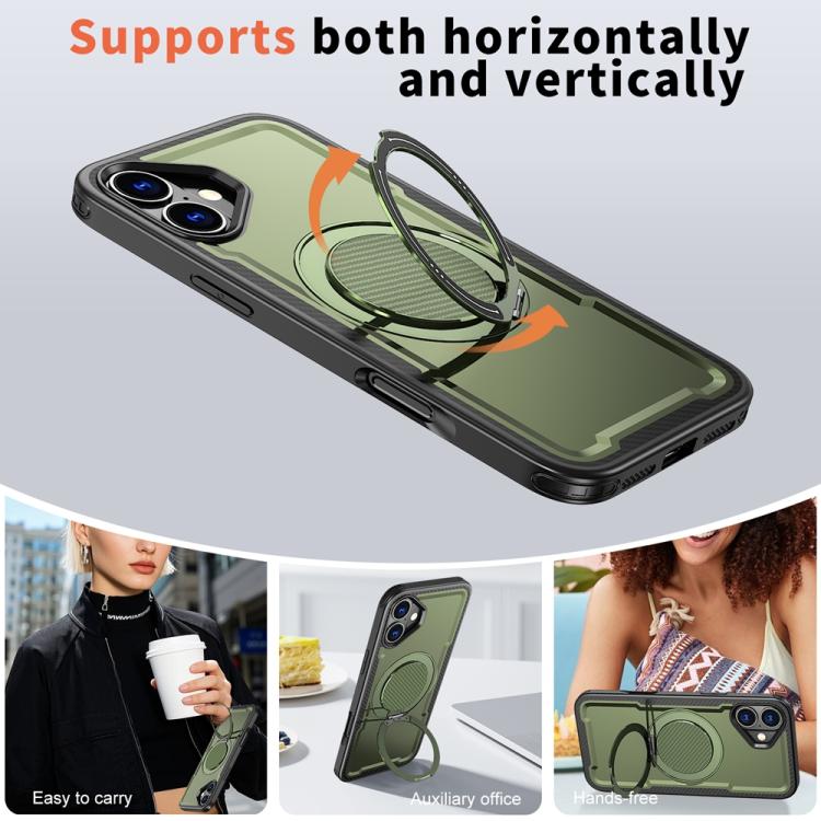 Funda metálica MagSafe con rotación de 360 grados para iPhone 16 (verde oliva)