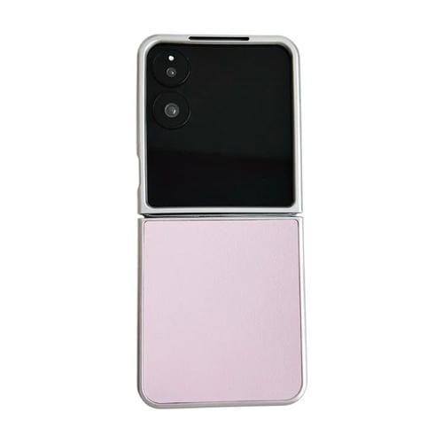 Funda de cuero Morandi con marco plateado para Xiaomi Mix Flip 2 (rosa)