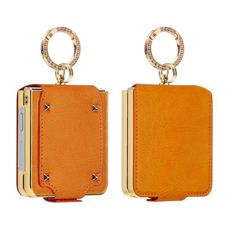 Funda de piel sintética colorida VIETAO con anilla para Samsung Galaxy Z Flip7 (naranja)