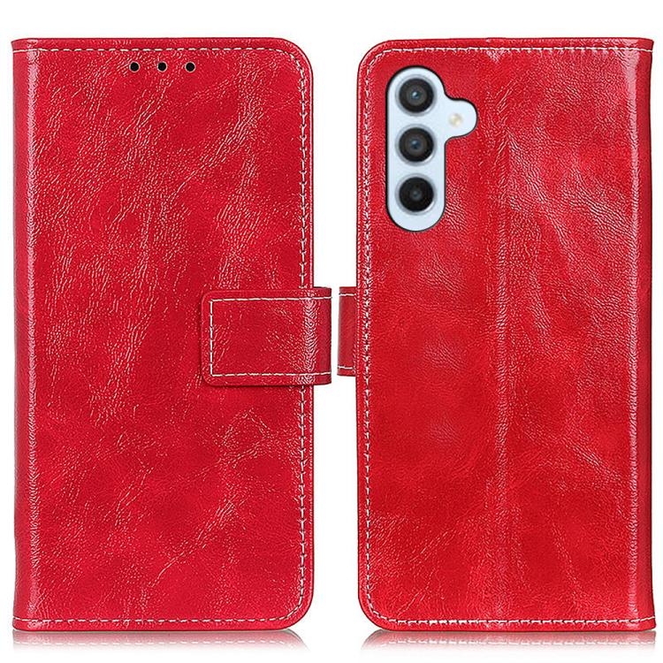 Funda de cuero con textura retro de caballo loco para Samsung Galaxy S25 FE 5G (roja)