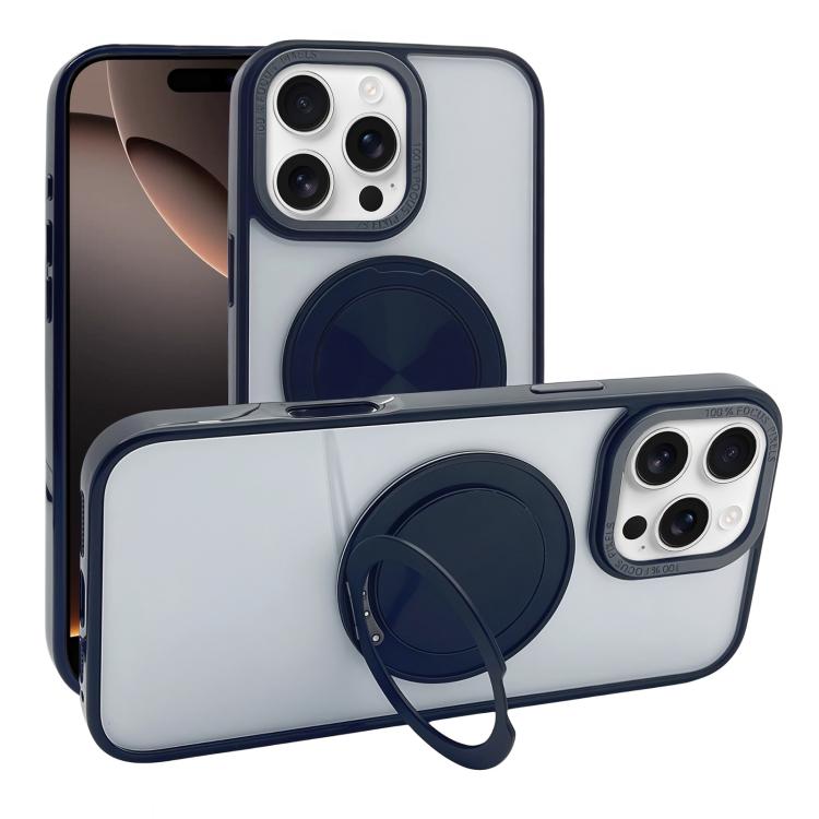 Funda MagSafe semitransparente con rotación de 360 grados para iPhone 16 Pro Max (negra)