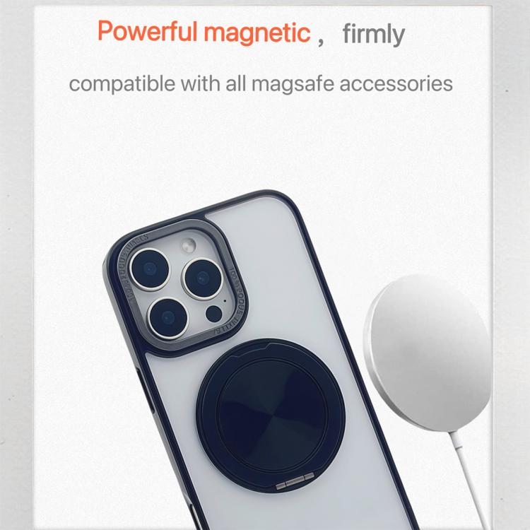 Funda MagSafe semitransparente con rotación de 360 grados para iPhone 16 Pro Max (negra)