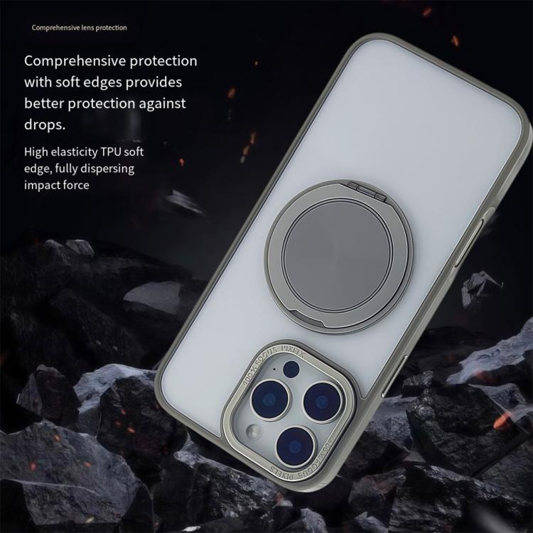 Funda MagSafe semitransparente con rotación de 360 grados para iPhone 16 Pro Max (gris)