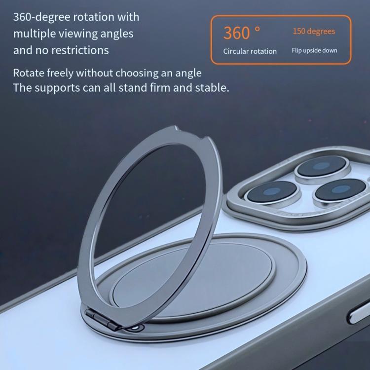 Funda MagSafe semitransparente con rotación de 360 grados para iPhone 16 Pro Max (gris)