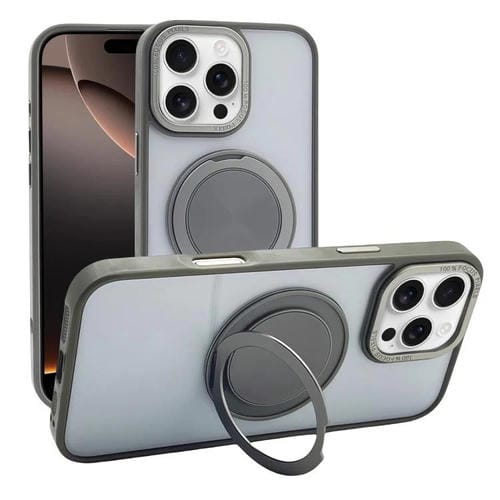 Funda MagSafe semitransparente con rotación de 360 grados para iPhone 16 Pro (gris)