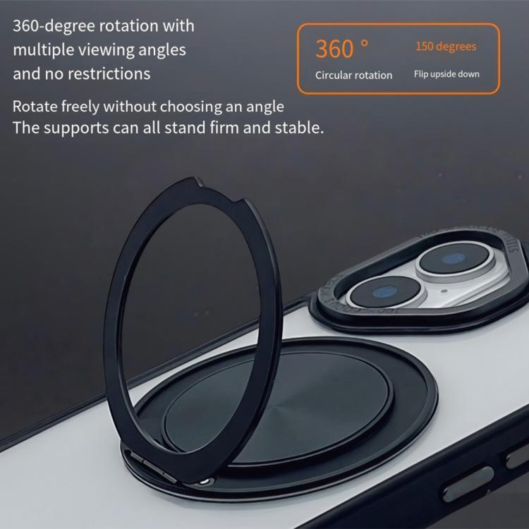 Funda MagSafe semitransparente con rotación de 360 grados para iPhone 16 (negra)