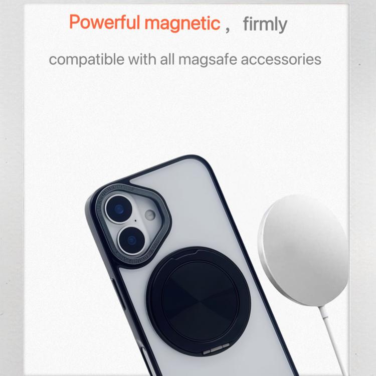 Funda MagSafe semitransparente con rotación de 360 grados para iPhone 16 (negra)